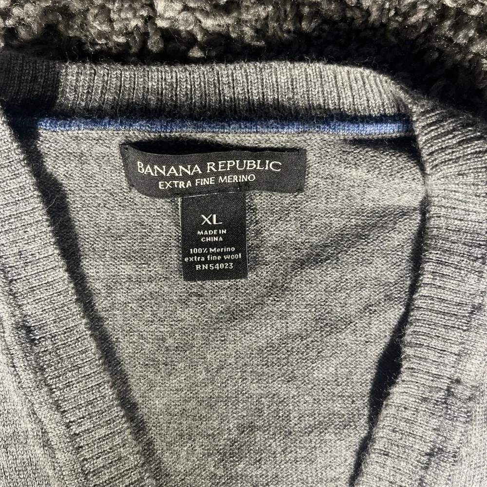 Men's Banana Republic Extra Fine‎ Moreno 100% Wool Gray Sweater